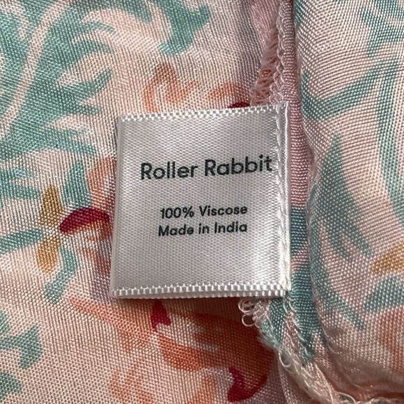 Roller Rabbit Blouse Womens Large Floral V Neck Top Pink Blue Spring Boho Chic - Picture 11 of 11